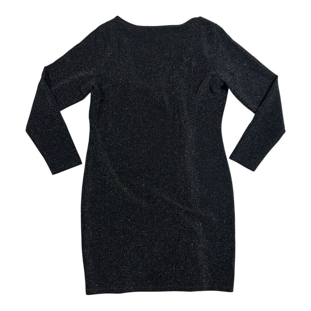H&M Women's Boat-Neck Dress Size XL Long Sleeve Low Back Shiny Glitter Black